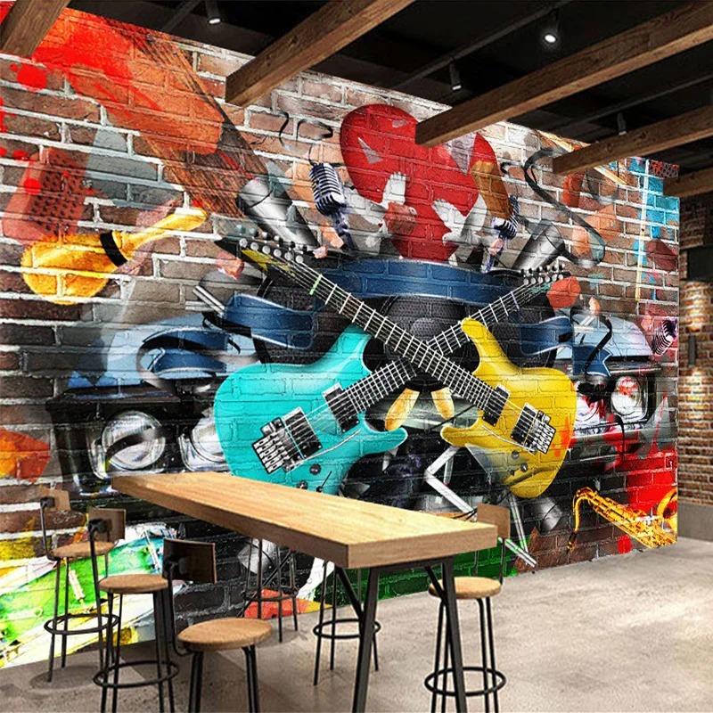 Photo Mural 3D Stereo Graffiti Wall Painting Bar KTV Cafe Restaurant Wall Covering Wallpaper