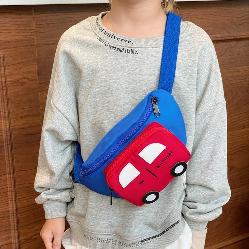Adorable Cartoon Car Children's Chest Bag Lightweight Nylon Snack Pouch For Kids