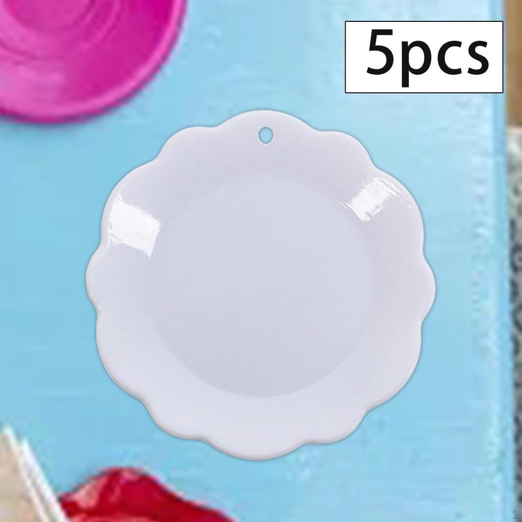 5 Pieces 1:12 Dollhouse Miniature Dish Tray Mini Food Plates Tableware Dessert