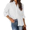 Ladies Casual Spring Top Striped Summer Elegant Shirt Sleeve