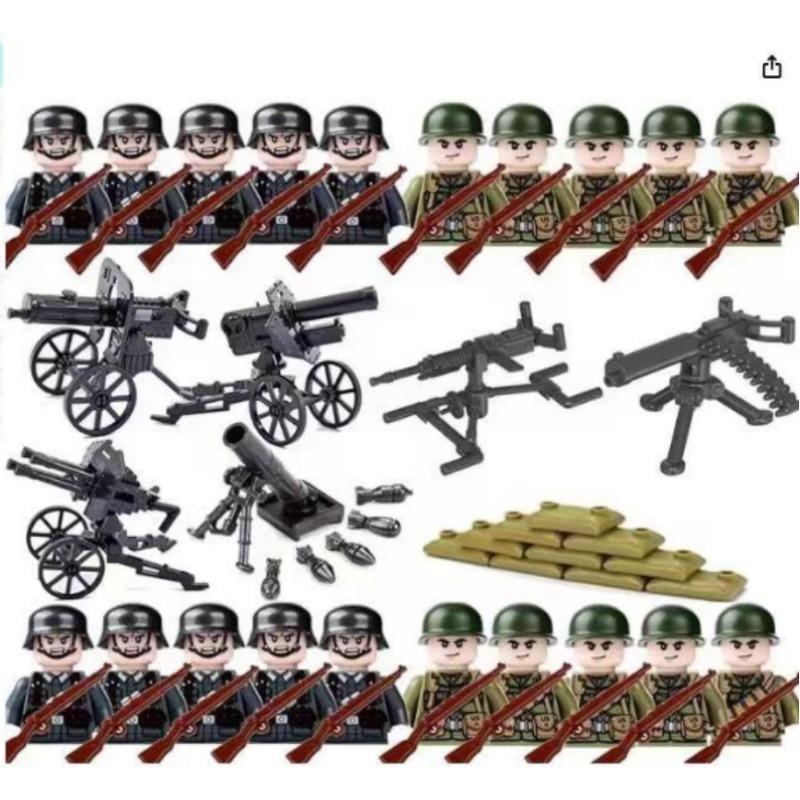 Ungiftiges Zweiter Weltkrieg Puppen Set Sammlung Militär Serie Waffen Sandsäcke Figuren Bauspielzeug Creeper Für Kinder Lernspielzeug