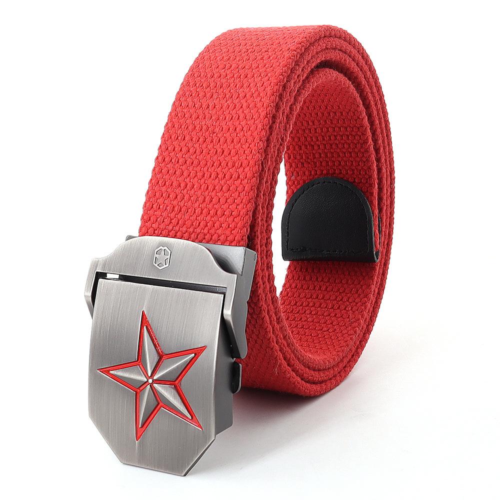 

Молодежный холщовый ремень с красной звездой, модный мужской уличный толстый джинсовый ремень в корейском стиле, женский повседневный ремень 120cm красный