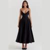 Dress Summer New Sexy Tube Top Long Dress Western Style Fashion Pointed Angle Fishbone Waist a Hem Dress Women