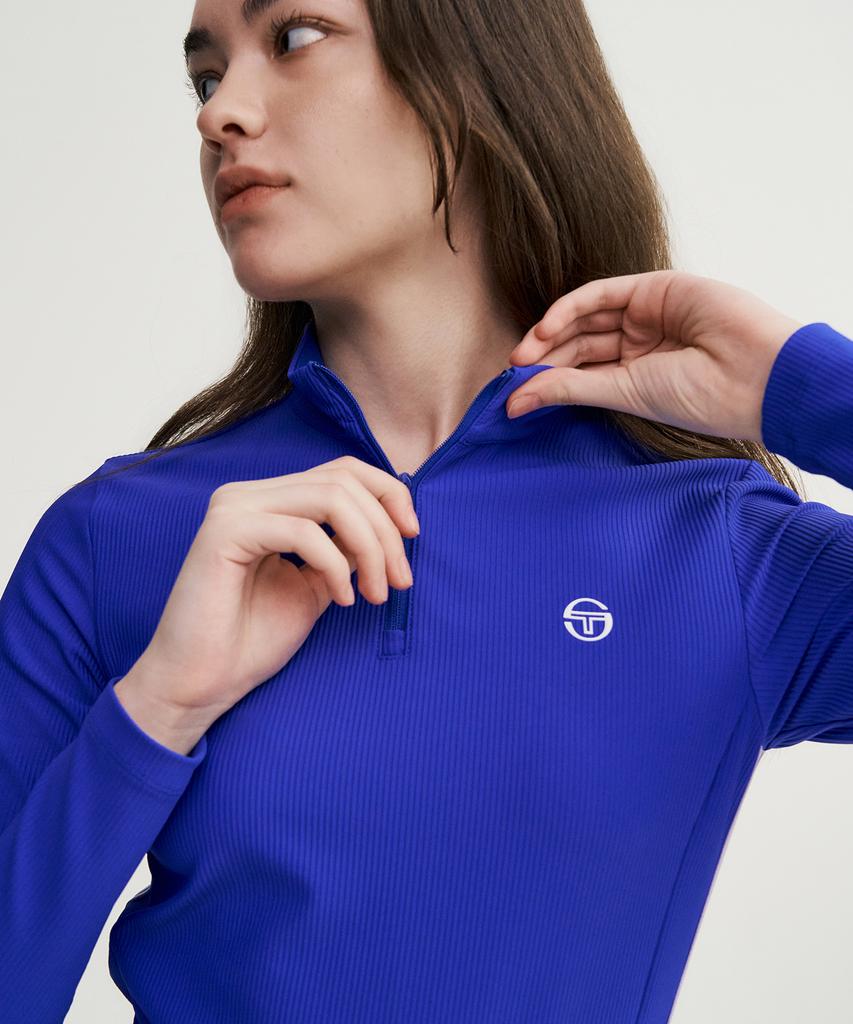 SERGIO TACCHINI W Goat Rib Half-Zip Long Sleeve T-Shirt