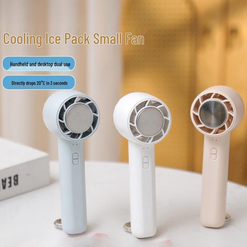 25th Anniversary Handheld Cooling Ice Pack Fan with Carabiner - USB Rechargeable & Portable