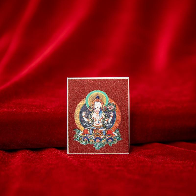 Tibetan Eight Protectors Cinnabar Mineral Sand Thangka Painting Core 4X5 - Birth Year Buddha