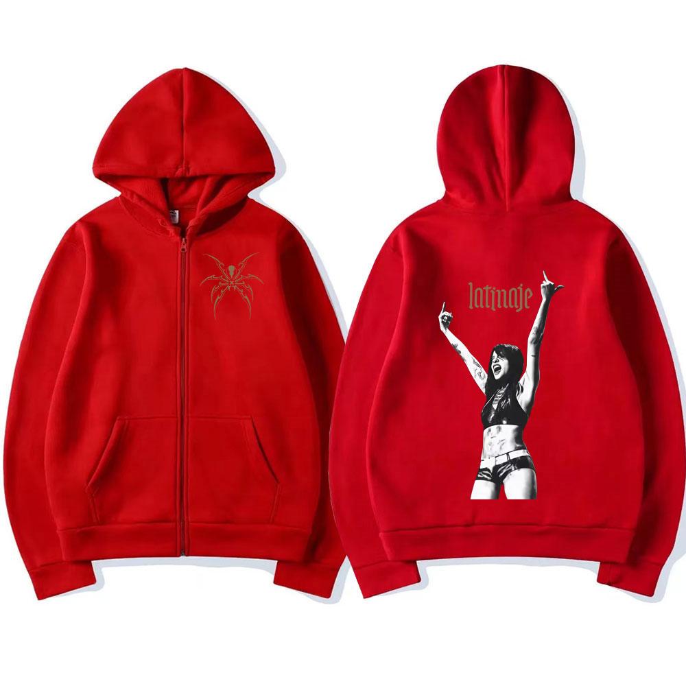 Sängerin Cazzu Album Cover Reißverschluss Kapuzenpullover Herren Damen Mode Übergroße Kleidung Trend Stil Sweatshirts Langarm Jacken