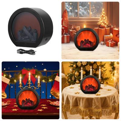Outdoor Fireplace Lanterns Flameless LED Fire Lamp Battery Operated USB Charging Decorative Flameless Tabletop Light For Indoor
