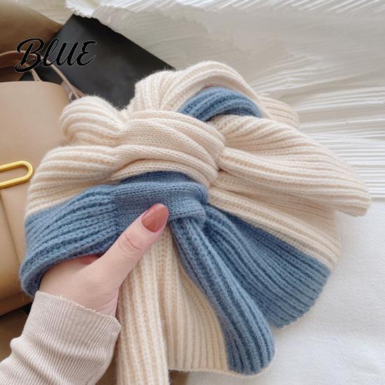 Fashionable Color Block Neck Gaiter Knitted Warmer Scarf for Women Winter Cold Weather Windproof Gaiter Convenient Buckle Contrast Shawl Collar,