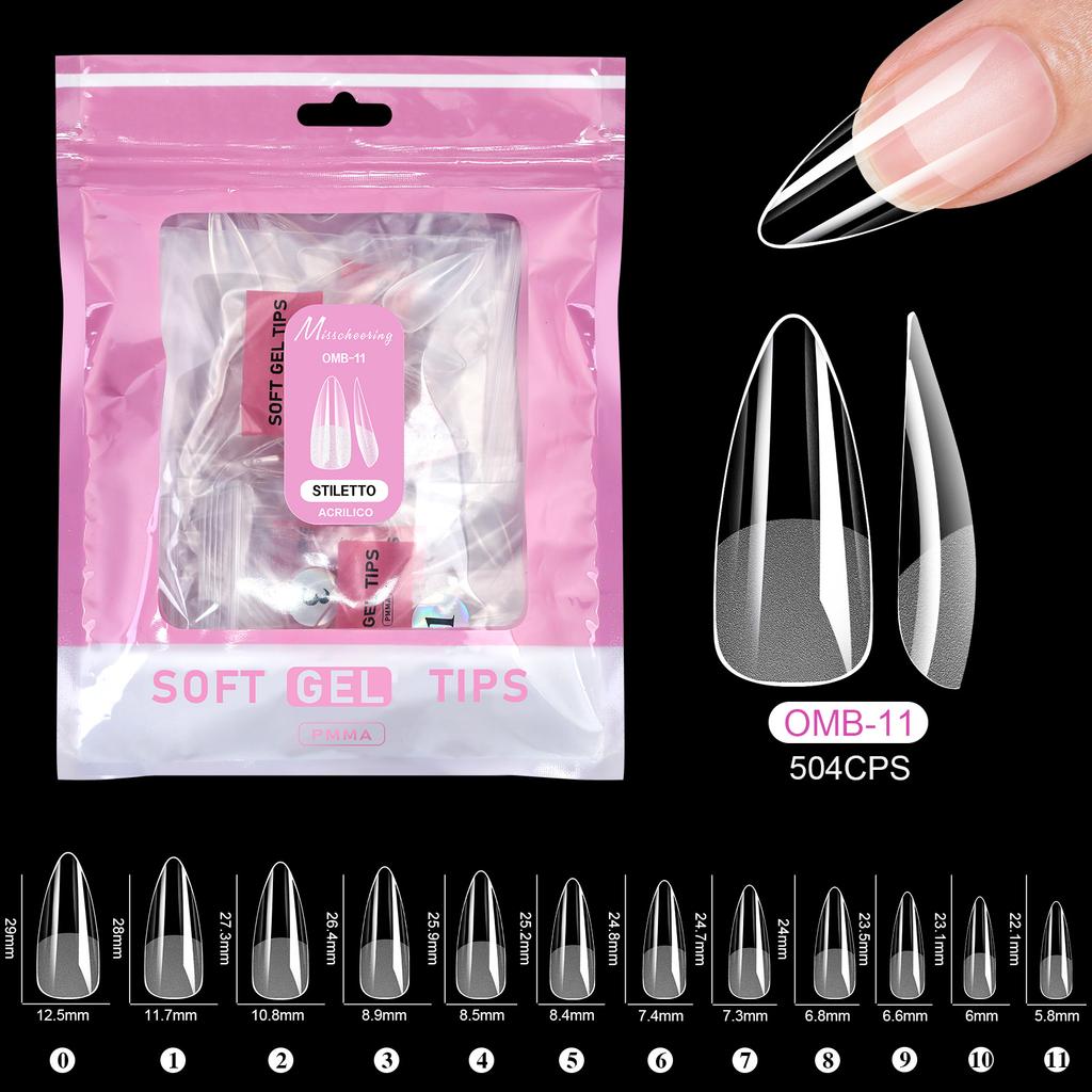 500pcs/bag Coffin False Nail Tips Clear Ballerina Stiletto Rounded Square Acrylic Fake Nails Extension System UV Gel Manicure