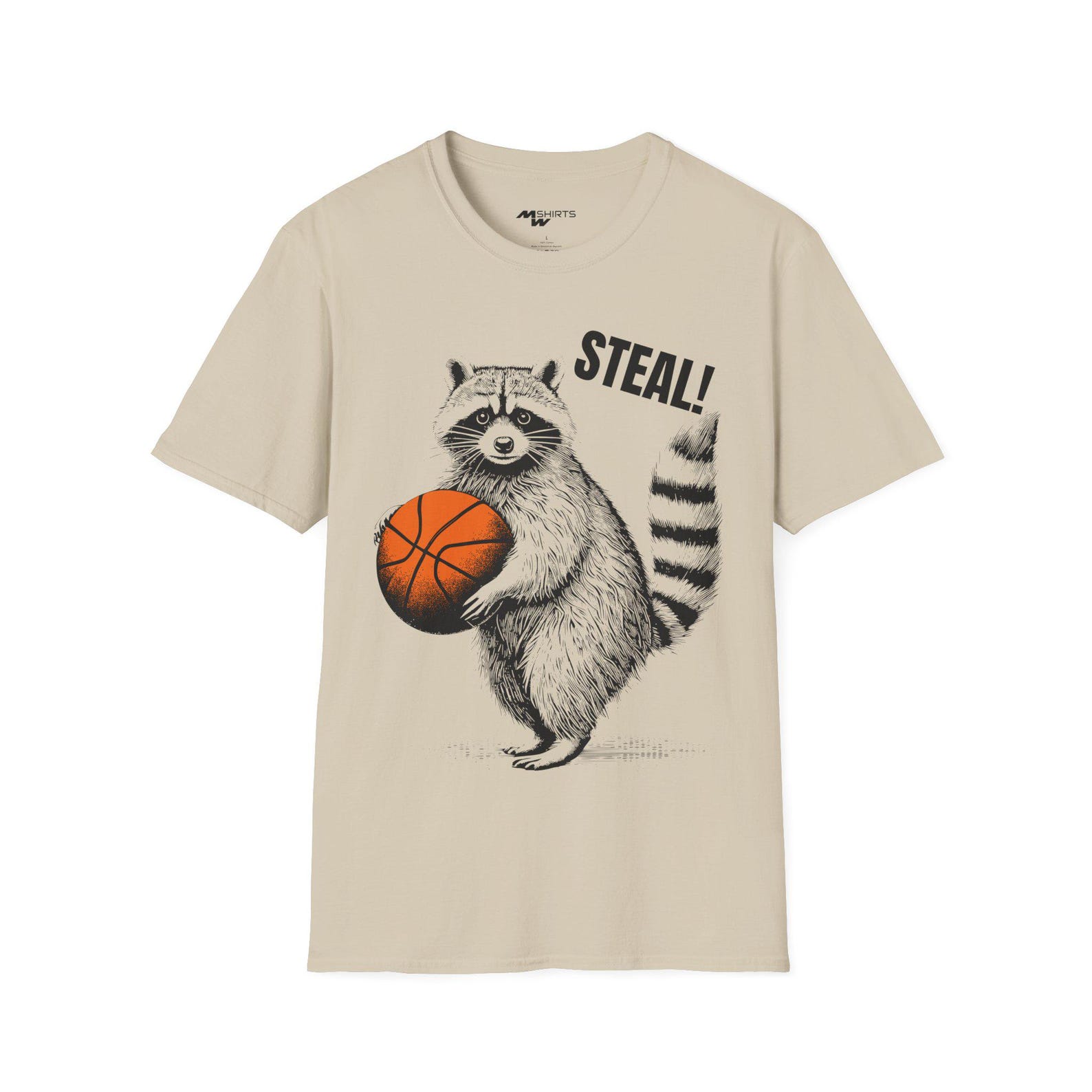 Basketball Raccoon steal/ Vintage-Style T-Shirt/ Unisex Softstyle T-Shirt M