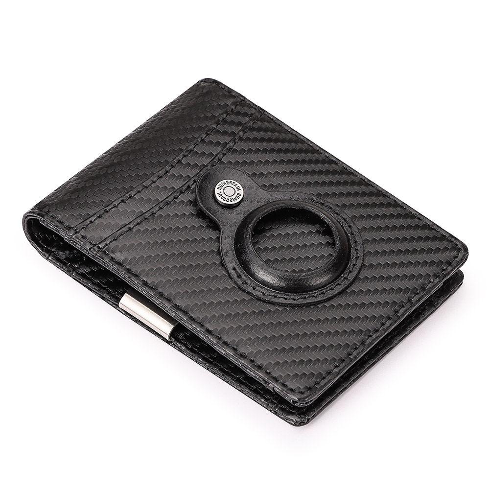 

Популярная противоугонное магнитное устройство Airtag для защиты от кражи, мужская и женская сумка для карт из натуральной кожи, мужской держатель для карт углеродного волокна черного