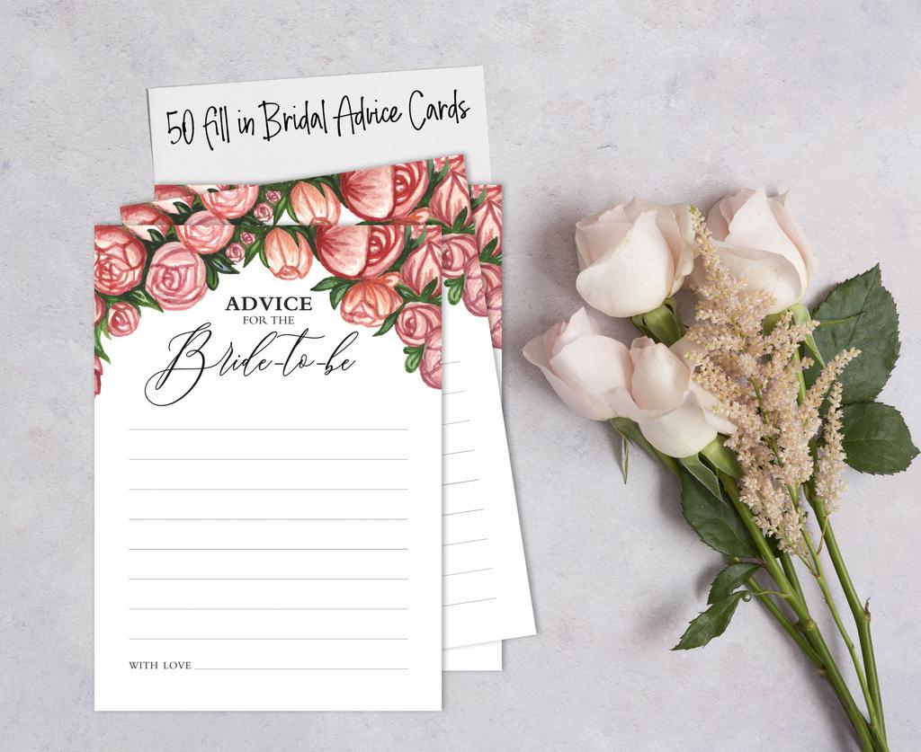 Inkdotpot Advice For The BrideA  CardsA  Set Of 50A  FloralA  Bridal Shower Activity