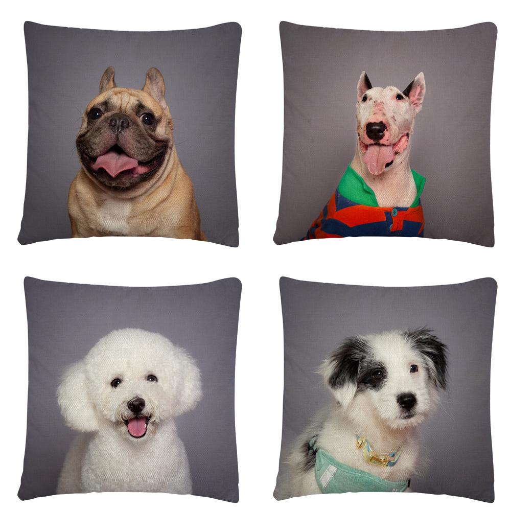 Kissenbezug mit Welpen-/Hunde-Kunstfoto-Muster, Polyester, Kissenbezug, Heim-Sofa-Auto-Dekor