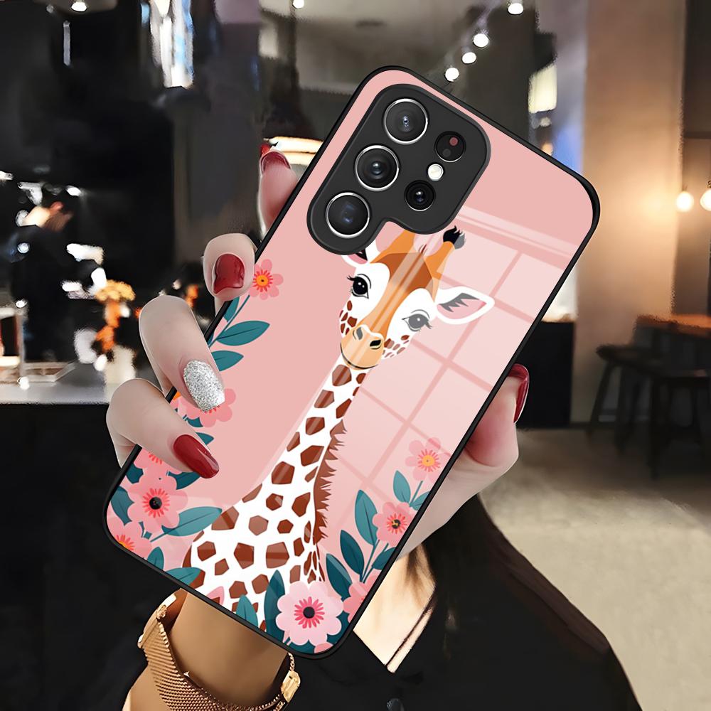 Giraffe Illustration Phone Case For Samsung S26 S25 Edge Ultra 24 23 22 21 Ultra Plus Fe A55 56 15 4G 5G Glass Cover