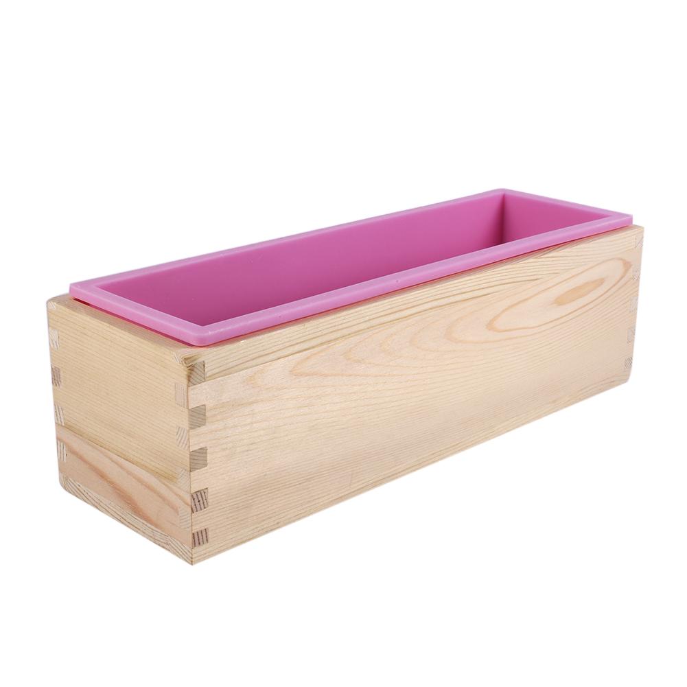 

Rectangle Silicone Liner Soap Mould Wooden Box DIY Making Tool Bake Cake Bread Toast Mold