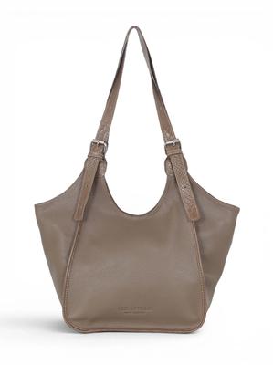 Vera Pelle Italian Leather Handbag - Two-Compartment Shopper | Natural Leather | Taupe