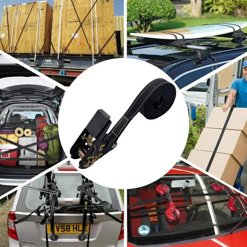 Heavy Duty Ratchet Car Tie down Straps with Ratchet 1760lb Break Strength Reinforced Tire Strap Tie Downs for Secure Cargo Trans