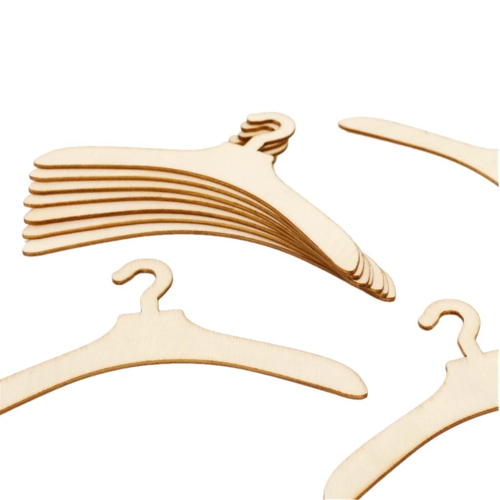 10 Pieces Mini Size Hangers for Baby Girl Doll DIY Craft , Wood Color cm