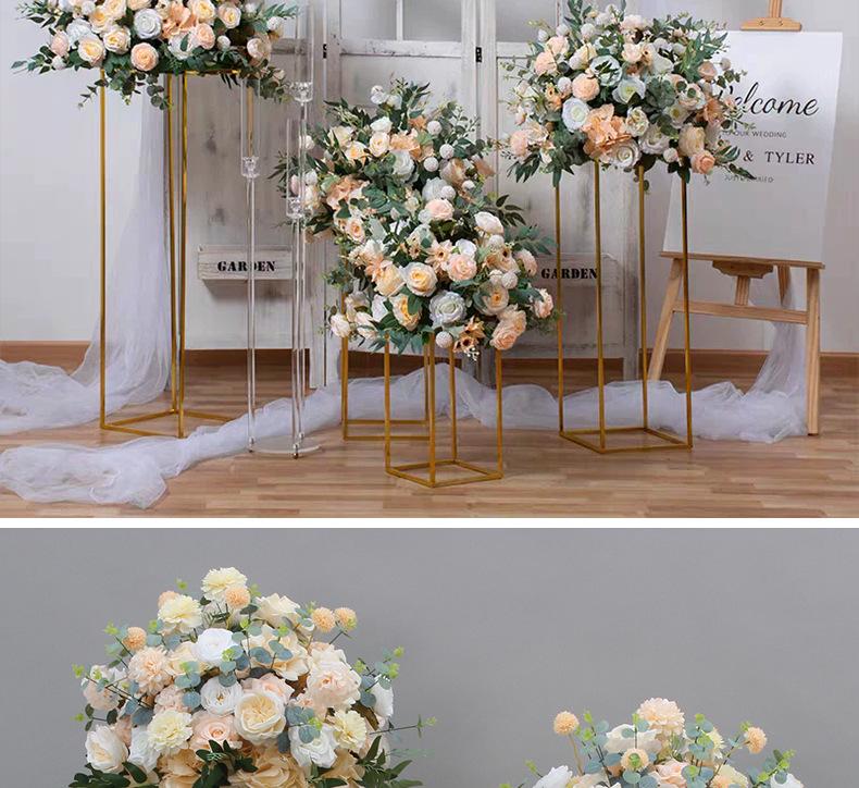 Simulated Silk Floral Arrangement: Round Flower Ball for Aisle, Table, or Wedding Stage Decoration.