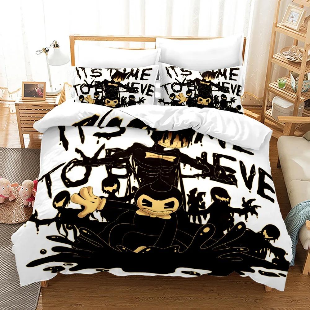 3D Print Anime BENDY Bedding Set Single Twin Full Queen King Size Kawaii BatlM Bed Set Adult Kid Bedroom Duvet Cover Sets