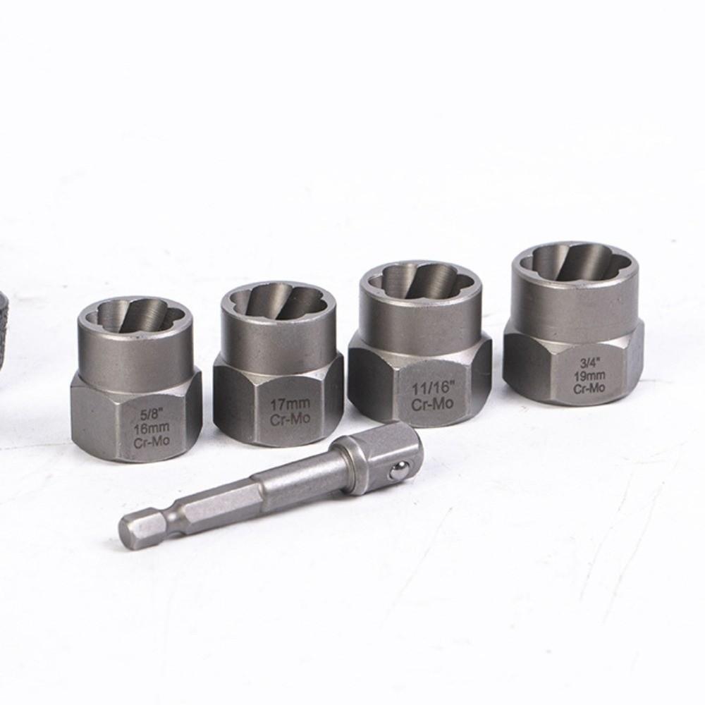Chromium-molybdenum Steel Nut&bolt Extractor Socket Set Spiral Design High Hardness Broken Nut Remover Anti-slip Anti-fracture