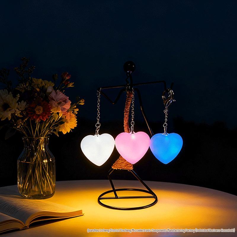 

Світлодіодний сенсорний нічник у формі серця, брелок-підвіска, подарунок White Heart Shell; White Light; Lithium Battery