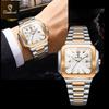 BINBOND Luxury Brand Men Watch Fashion Square Stainless Steel Waterproof Quartz Watch Luminous Date Business for Male Watches