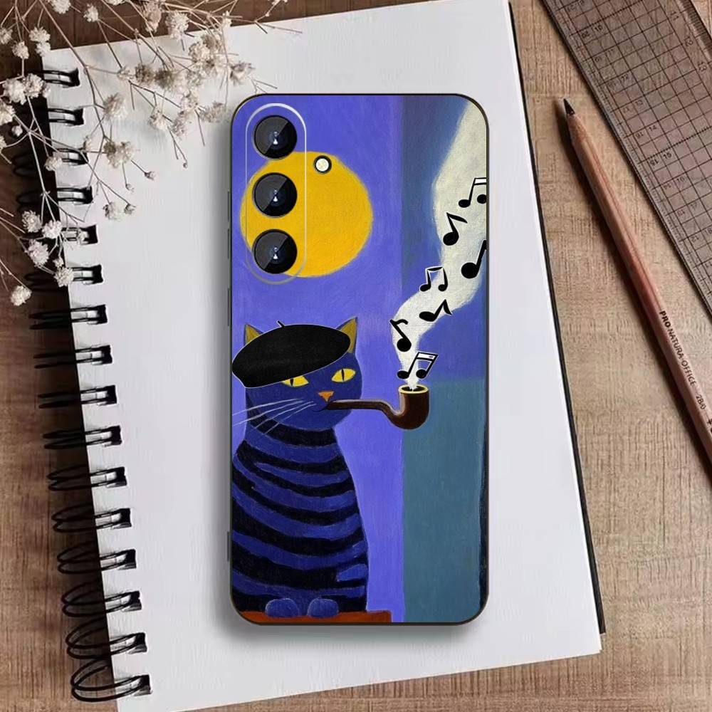 Cute Cat Funny Phone Case For Samsung Galaxy A73,21,22,32,71,53,52,51,80,5G Soft Black Cover