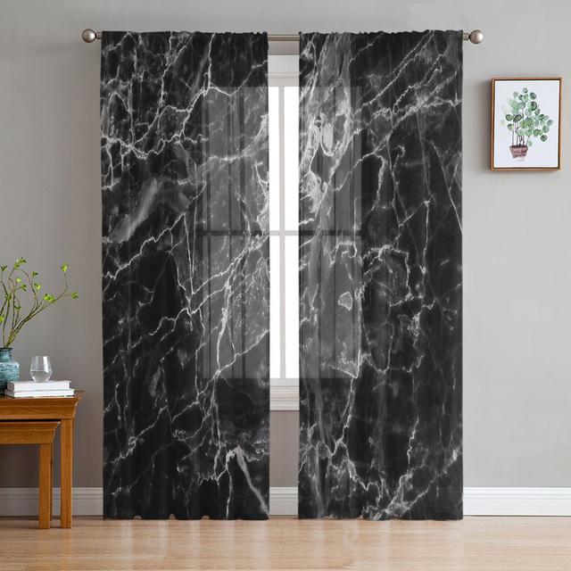 Abstract Marble Texture Modern Tulle Curtains For Living Room Bedroom Home Kitchen Window Sheer Curtains