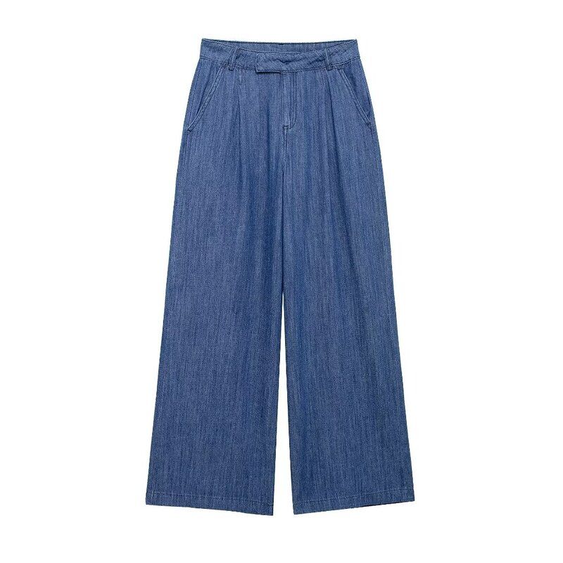 Fashion Style 2024 Autumn New Women's Clothing Bowknot Decoration Denim Vertical Shirt High Waist Pants 7484158