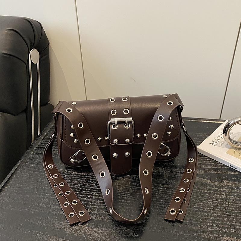 Fashion Rivet Handbag 2026 Chic Motorcycle Single Shoulder Bag Small Design Casual Minimalist Crossbody Square Bag KTB