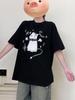 2025 Summer Girlish Kitten Print Loose Cotton Short Sleeve Women's T-shirt