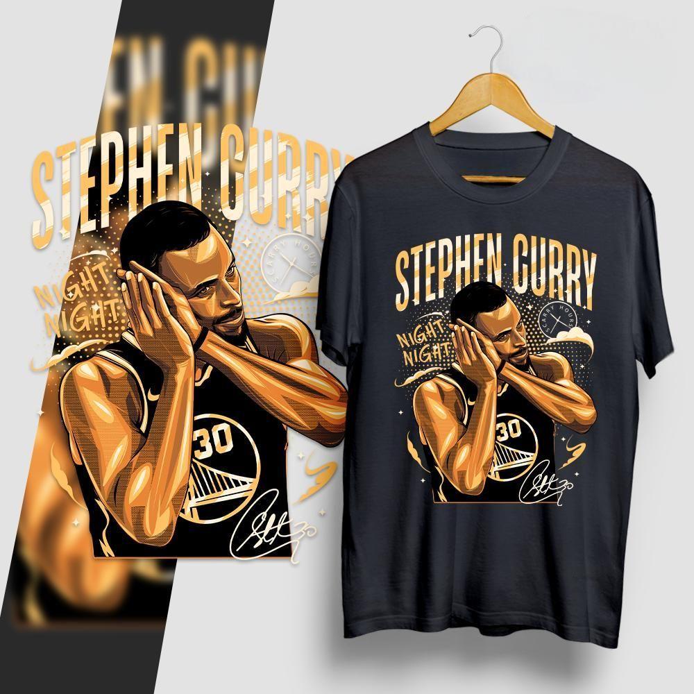 Unisex Shirt Cotton Oversize Large Size New Stephen Curry Night Night Graphic Round Neck Cotton T-Shirt for Men and Women