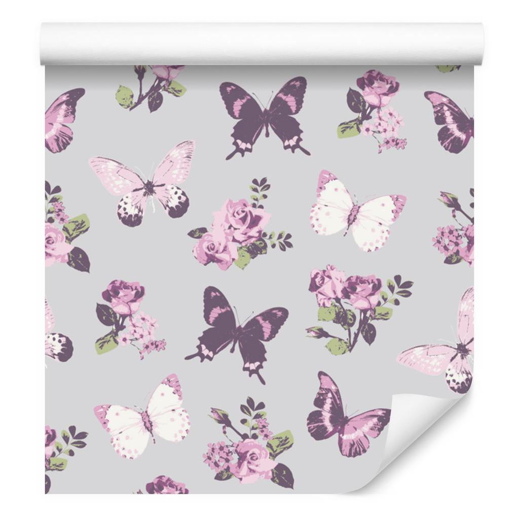 Wallpaper Butterflies Roses Flowers and Nature for Living Room and Bedroom 50x1000