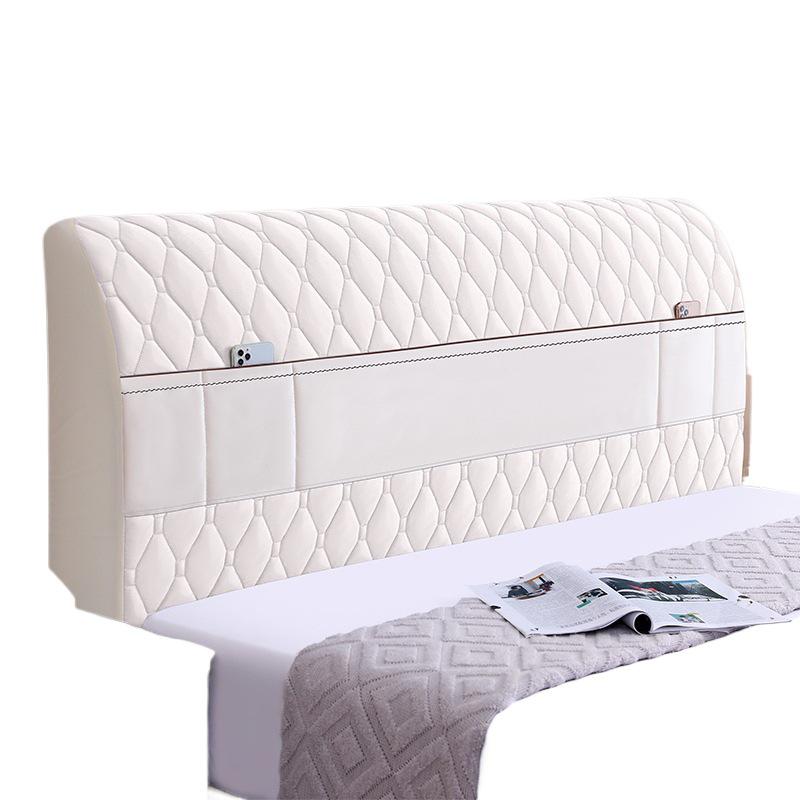 Off-white Thickened Upholstered Headboard Cover - Full Size, Simple and Soft
