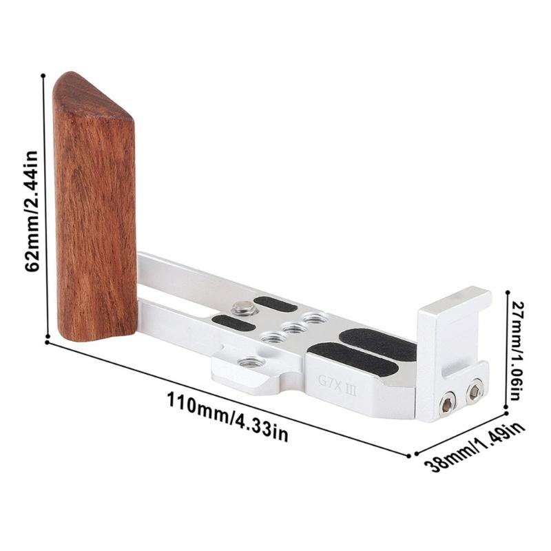 Wooden Grip L Brackets Handle for G7XII G7XIII Quick Release Plate System ArcaSwiss Mount for Comfortable Shoots
