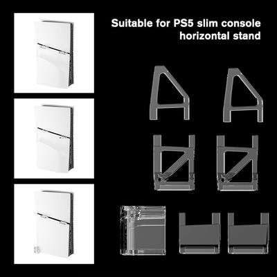 Para PS5 Slim Suporte de acrílico transparente Triângulo Quadrado Estilos Host Horizontal Suporte de posicionamento de mesa para PS5 Slim Acessórios