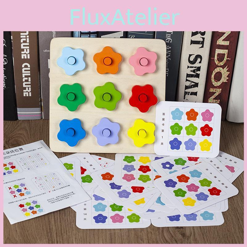Wooden Geometric Flower Stacking Blocks For Early Childhood Education And Color Recognition Toy