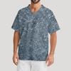Men's Printing Short Sleeve V-neck Working Blouse Chest Pocket Carer Top