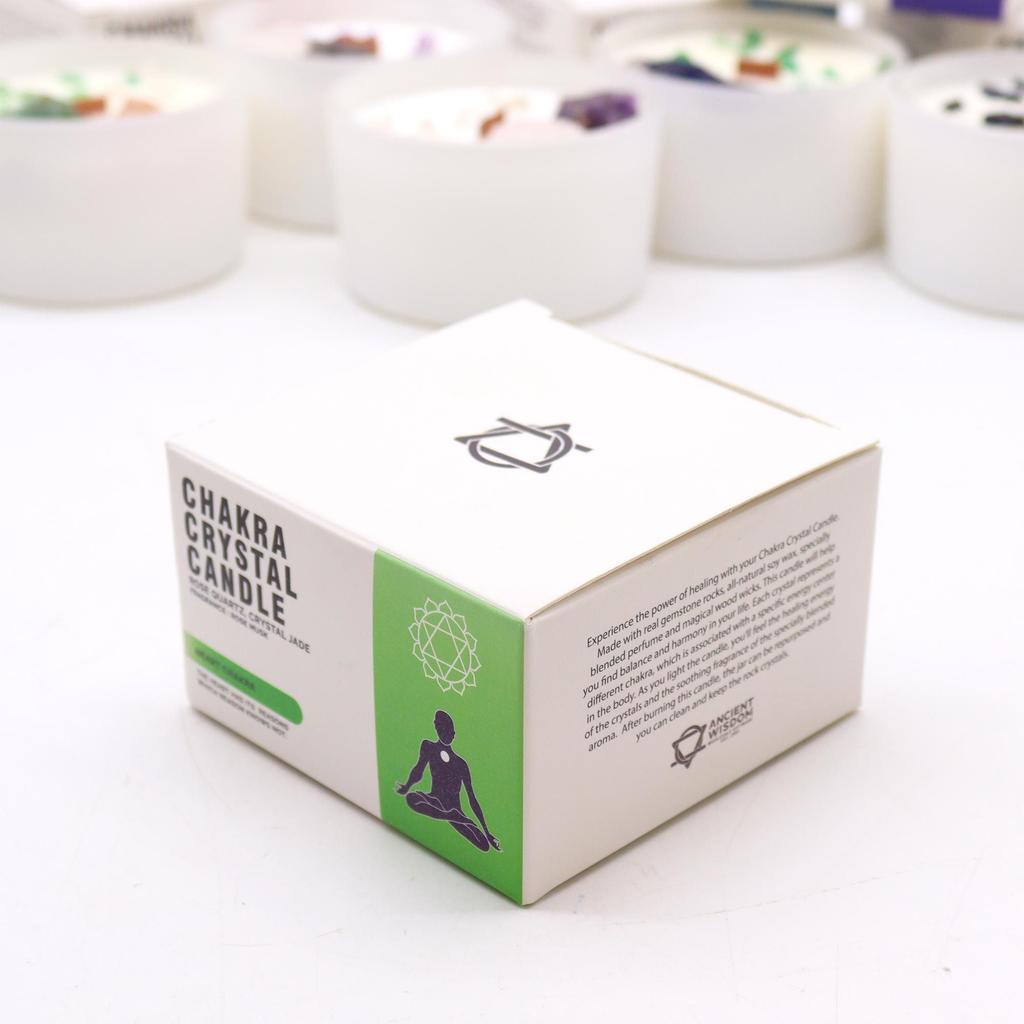 Heart Chakra Crystal Candle, Rose Quartz and Jade