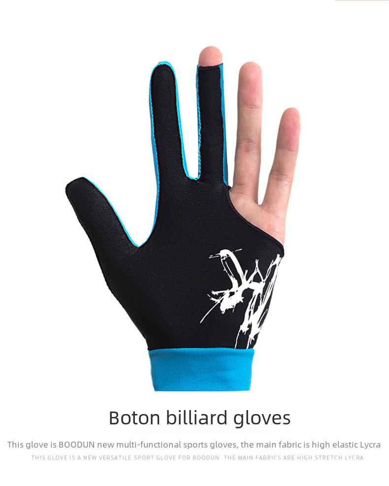 Guantes de billar unisex de tres dedos, sin dedos, ambidiestros, paquete individual