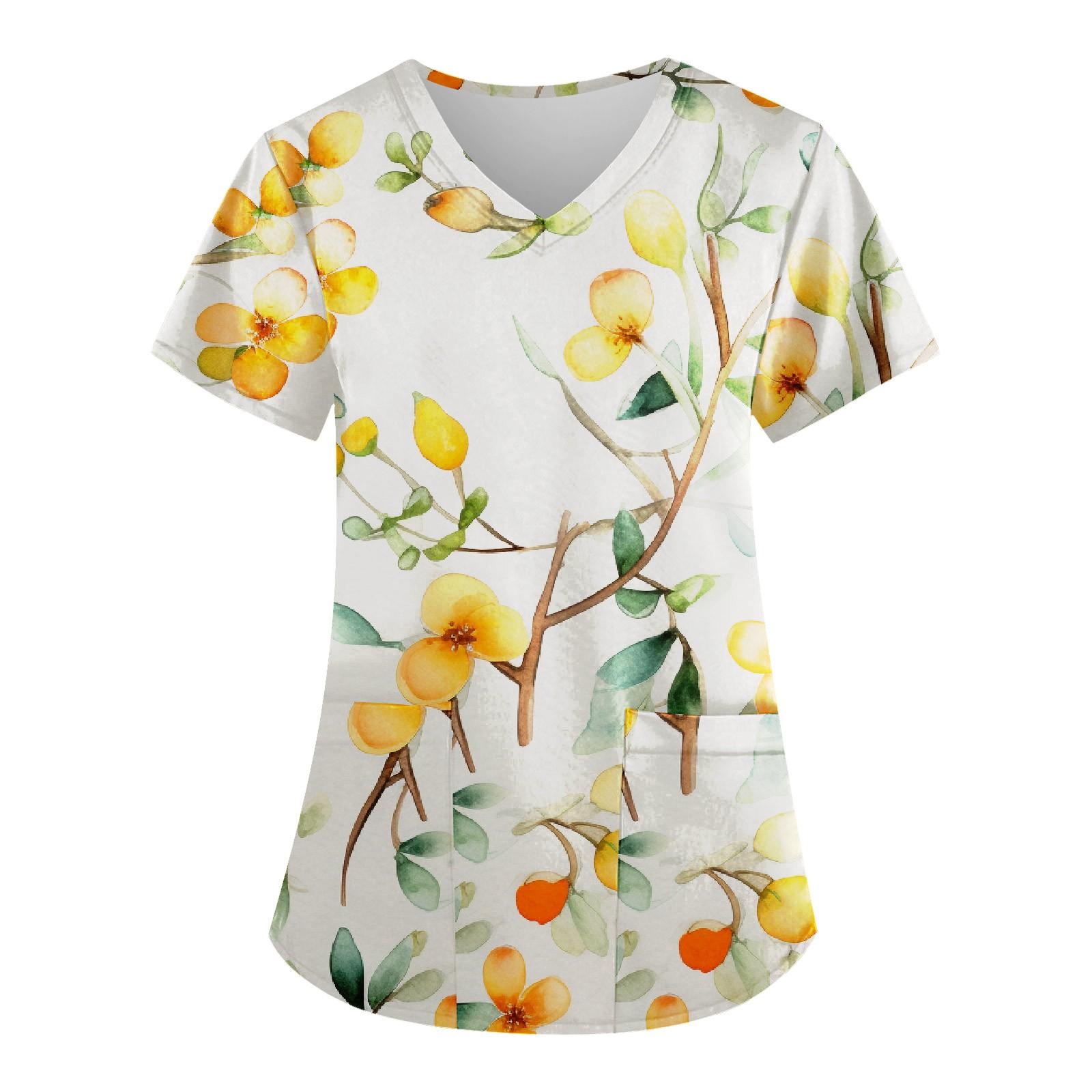 

Рабочая форма больших размеров с принтом, топы для женщин, забавные футболки с короткими рукавами и v-образным вырезом с принтом, рабочая одежда, футболка с карманами XXXXXL жёлтый