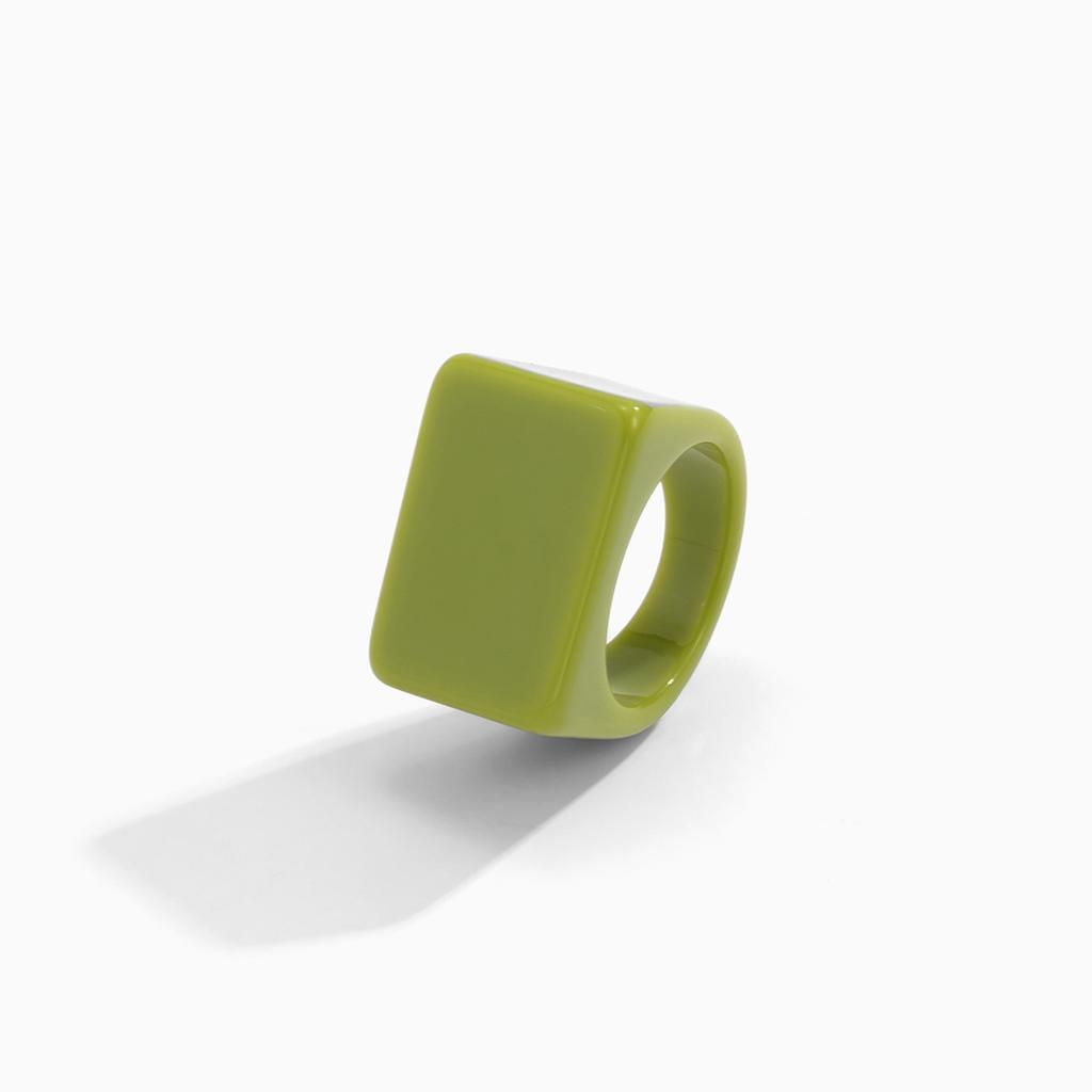 Accessories, Personalized Pastoral Color Square Ring Women, Sweet and Cool Internet Celebrity Vacation Style Geometric Jewelry