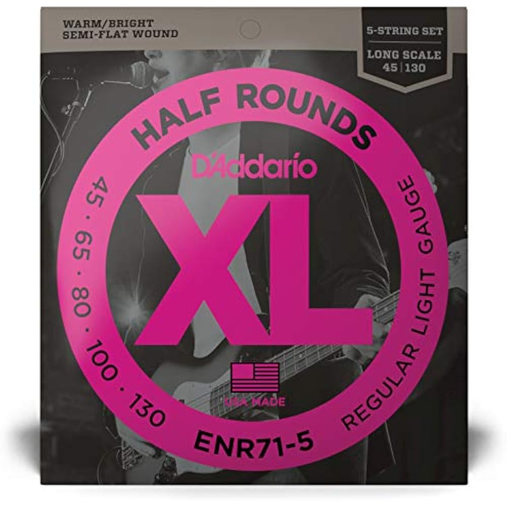 D'Addario Daddario Bass Strings Half Round/Pure Nikkel Long Scale 5 Strings .045-.130 ENR71-5 [Do...