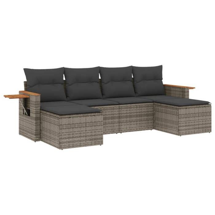 VidaXL Garden Lounge Set with Cushions 6 Pcs, Patio Sofas, Patio Furniture Set, Outdoor Furniture, Grey 3259463