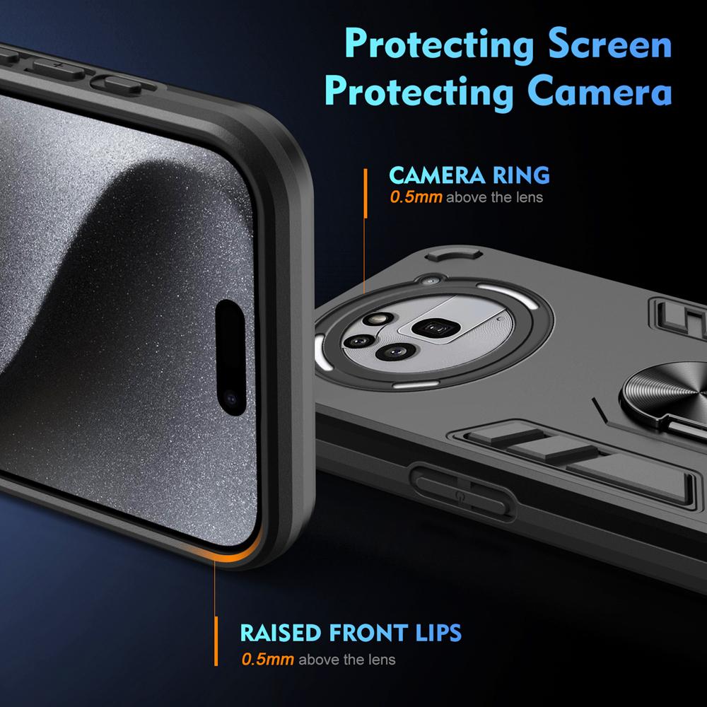 KEYSION Stoßfestes Panzergehäuse für Nothing Phone 3A Pro, weiches Silikon + PC-Ringständer, Telefonrückseite für Nothing Phone 3A Pro