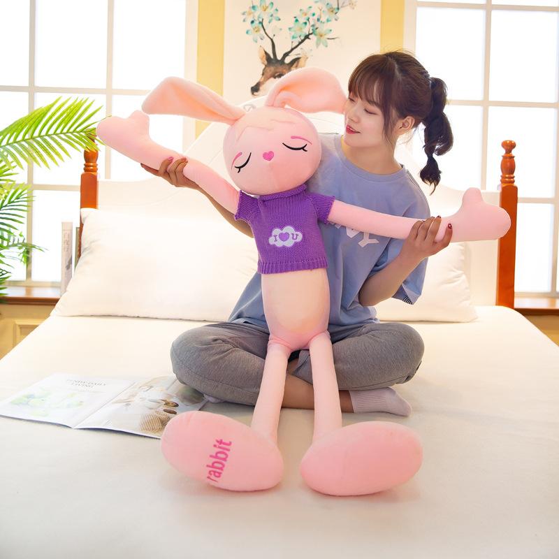 Pink Naughty Rabbit Doll Long Legs Big Ears Rabbit Pillow Children's Birthday Gift Home Decoration Event