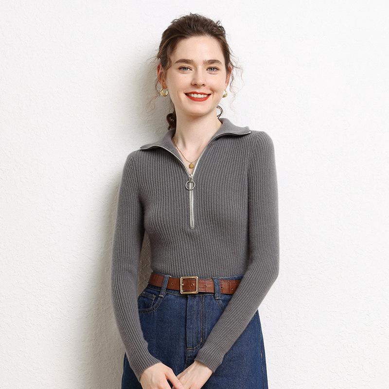Women's Soft Cashmere Half-Zip Lapel Sweater - Slim Fit, Warm & Gentle Winter 2026 Style