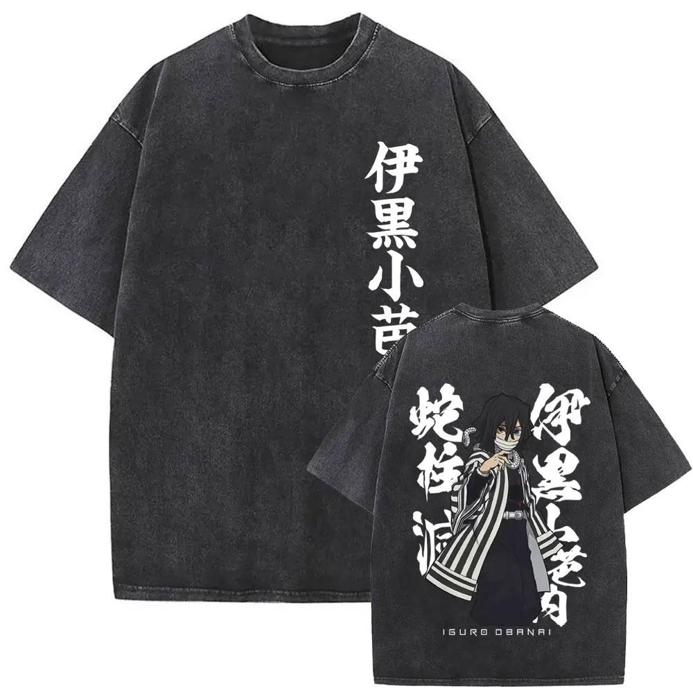 

Washed Vintage Anime Demon Slayer Akaza Graphic Tshirts Men Women Clothing Cotton Oversized Short Sleeve T Shirts Streetwear S
